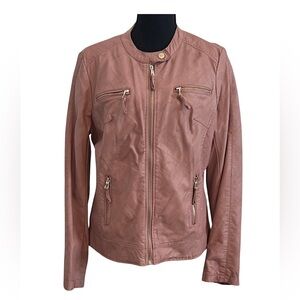 Cavalini Vegan Leather Jacket - Dusty Rose, Size L